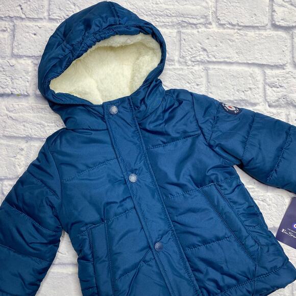 Ben Sherman Hooded Puffer Winter Jacket in Deep Teal - Picture 2 of 9